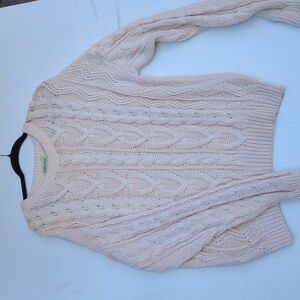 Crewneck, long-sleeved chunky cable knit pullover sweater, Large. St. jhon's Bay